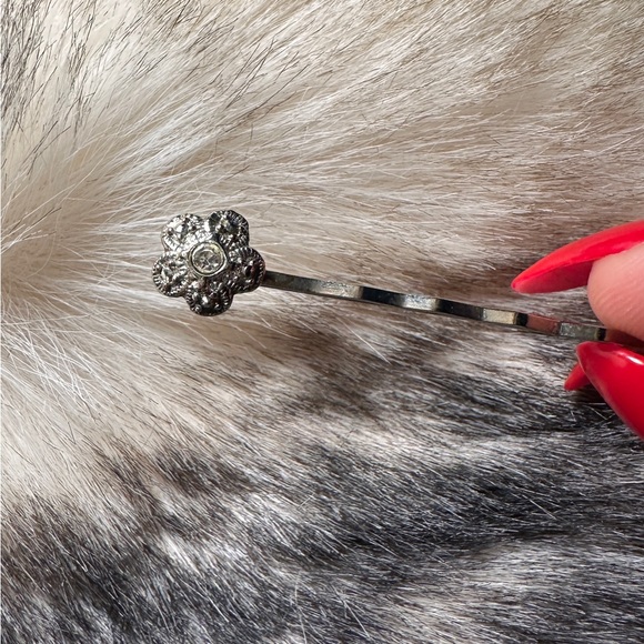 Victorian Pavé Diamond Silver Tone Hair Pin - Picture 9 of 10